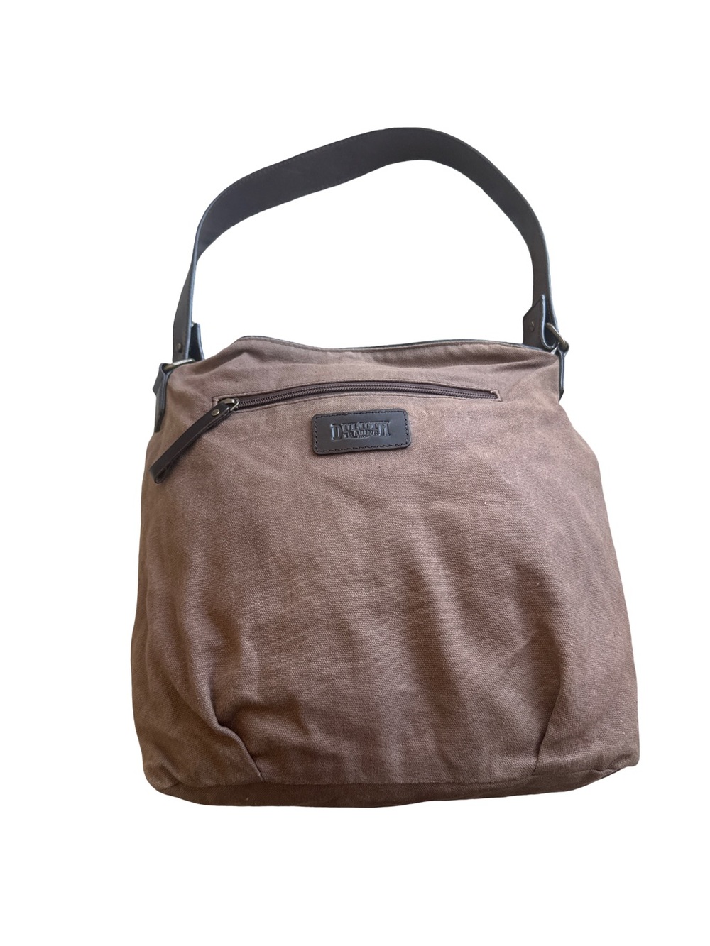 Duluth Trading Co Brown Canvas Shoulder Bag with Dark Strap